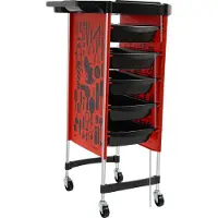 OEM Carrello da salone, 6 livelli, 5 cassetti, rosso