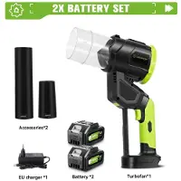 StarTech.com Soffiatore elettrico/soffiatore per foglie - A batteria, modello turbo - 5.000 W - 38.000 giri/min - Motore brushless - 2 batterie, spina UE - Oro