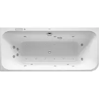 Duravit Happy D.2 baignoire balnéo, coin à gauche, double dos inclinés, habillage acrylique moulé, garniture de vidage et de trop-plein, système combiné E, 1800x800mm, 760316000CE1000, 760316000CE1000