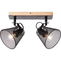 Brilliant BRILLANTE barra nera per faretti WHOLE | plafoniera con 2x presa E14 max. 40W | teste orientabili| metallo/legno