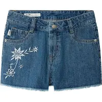 Pepe Jeans per ragazza. PG8000006 Pantaloncini blu floreali a trapezio Patty (6años= 104cm), Casual, Cotone, Denim, moda per bambini
