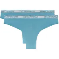 Emporio Armani per donna. EW000404_AF19028 Set di 2 iconici perizomi in microfibra turchese (XL), Blu, Homewear, Poliamide