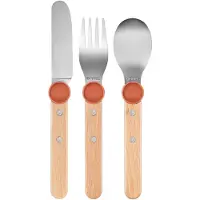 Opinel Le Petit Gourmet 3256 Coral Red, set di posate per bambini da 3 pezzi