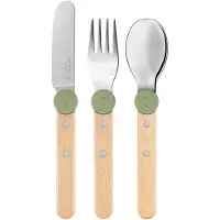Opinel Le Petit Gourmet 3258 Olive Green, set di posate per bambini da 3 pezzi