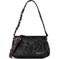 Desigual , Borsa piccola a rilievo con fiori, Donna, Poliuretano, Nero, U