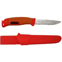 Morakniv Companion Spark Emergency (S) 14478 Orange/Red, coltello da bushcraft con acciarino, parzialmente dentellato