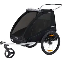 Thule - Rimorchio per bici a 2 posti trasformabile in passeggino - Coaster XT Black - Nero