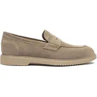 Nero Giardini mocassini da uomo in suede con logo monogram inciso sulla parte sinistra beige chiaro