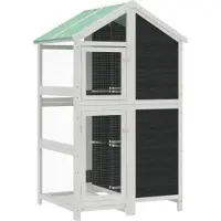 vidaXL Voliera grigia 97x81x152 cm Legno massello di pino