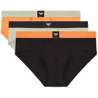 Emporio Armani per uomo. EM002154_AF20673 Set 3 Slip Essential Logolabel nero, verde, arancione (L), Homewear, Cotone