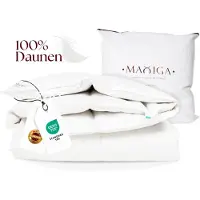 Maxiga Piumino invernale 155x220 - 100% piuma d'oca, extra caldo 2000g, traspirante e lavabile, OEKO-TEX, adatto agli allergici