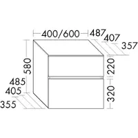 Burgbad Lin20 Armoire basse, 2 tiroirs, 600x407x580mm, USIT060F5355, USIT060F5355