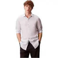 Calvin Klein Slim Ref Linen Shirt Blue Multi Taglia: 40 | Camicie Casual Outlet | Uomo | Bianco