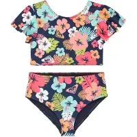 Roxy Kid's Morning Flower Crop Top Set Bikini Bambini (5 Years, variopinto)
