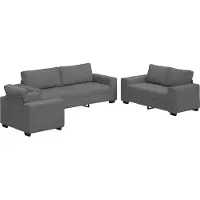 Syfax Set di Divani 3 pz con Cuscini Grigio Scuro in Tessuto
