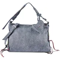 Desigual , borsa grande in denim con cuore, Donna, Cotone, Blu, U