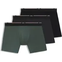 BOSS per uomo. 50534503 Set di 3 boxer semplici: neri, verdi, grigi (S), Nero, Homewear, Cotone