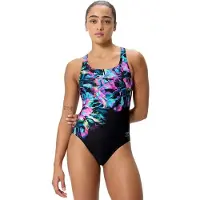 Speedo Women's Placement Printed Powerback Costume intero Donna (40, nero)