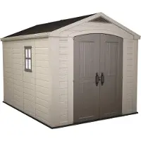 Dmora Casetta da Giardino Weyburn 331.5x256.4x243h cm Beige, Resistente Agli Agenti Atmosferici Presenza Finestre