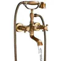 OEM Set di miscelatori per vasca e doccia, design a doppia maniglia, struttura in ottone, ottone antico B