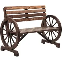 Outsunny panca da giardino panca a 2 posti panca in legno design ruota di carro fino a 240 kg