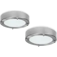 Smartwares Plafoniere rotonde per il bagno in SET di 2 con LED 12W, acciaio e vetro, IP44
