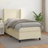 Prolenta Maison Exclusive - Letto boxspring con materasso color crema 80x200 cm in ecopelle
