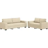 Syfax Set di Divani 2 pz con Cuscini Crema in Tessuto