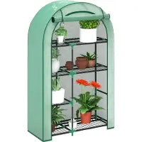 Outsunny Serra con porta scorrevole, ripiani, serra in plastica resistente all'inverno con struttura in acciaio
