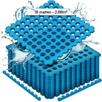 Meisterhome Set da 18 tappetini protettivi per piscina - Tappetini per piscina - Tappetini protettivi per il pavimento della piscina - 40 x 40 x 1 cm - Vasche idromassaggio e piscine per bambini – Blu