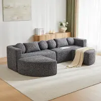OKWISH Divano modulare a tre posti con funzione letto, divano angolare per il soggiorno con braccioli, rivestito in velluto, ideale per il salotto, colore nero