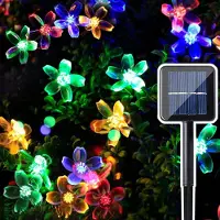 Feilicious Catena luminosa solare colorata, luci solari a LED a forma di fiore, 5 metri, modello E0267