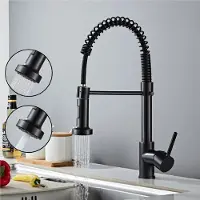 Sonstiges Rubinetto da cucina estraibile, miscelatore da cucina con molla a spirale a 360°, rubinetto da cucina, spray a due funzioni, nero,