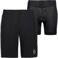 SCOTT - Pantaloncini stretch idrorepellenti MTB - Vertic LT W/Pad Shorts W Black per Donne in Pelle - Taglia S - Nero