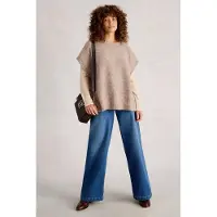White Stuff Diamond Stitch Poncho Light Natural Taglia: XL | Poncho Outlet | Donna