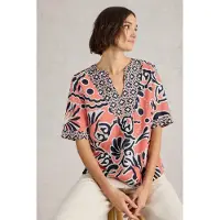 White Stuff Ash Linen Blend Top Coral Print Taglia: 10 | Magliette intime Outlet | Donna | Bianco
