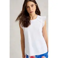 White Stuff Paige Frill Mix Top Brilliant White Taglia: 18 | Magliette intime Outlet | Donna | Bianco
