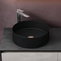 Doporro Lavabo da Appoggio 40x40x13cm, Lavandino Bagno Brš¹ssel203 in Vetroceramica con Nano Rivestimenti inclusi, Nero opaco