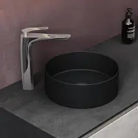 Doporro Lavabo da Appoggio 31x31x11cm, Lavandino Bagno Brš¹ssel203 in Vetroceramica con Nano Rivestimenti inclusi, Nero opaco