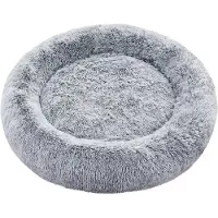In And OutdoorMatch Cuscino per cani Sabina - Pluche - Grigio - Cestino per cani 100x20cm - Morbido - Cuscino ortopedico per cani