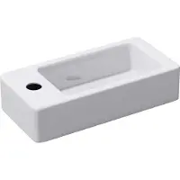 Doporro Lavabo Piccolo da Parete in Vetroceramica Bianco Lucido 37,5x18x8,8 cm, Lavandino Rettangolare Sospeso Monoforo Compatto per Bagno o WC šC Brš¹ssel3053R