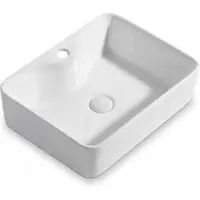 Rexo Lavabo da appoggio in Vetroceramica, bianco, rettangolare, 47 cm x 37 cm, grande