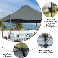 Northix Gazebo pieghevole da 3 x 3 m, impermeabile, stabile, per feste invernali, con borsa per il trasporto su ruote, colore grigio