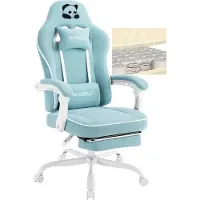 Woltu Sedia da gaming con cuscini a molle insacchettate, sedia girevole ergonomica, tessuto a rete: Colore azzurro