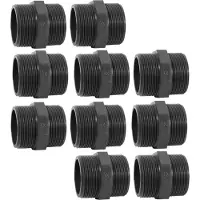 Haf Raccordi in PVC 10x con doppio nipplo da 1 1/2" | Filettatura esterna x filettatura esterna | 1,5 pollici x 1,5 pollici | Raccordo in PVC grigio | PN16 per impianti di tubazioni