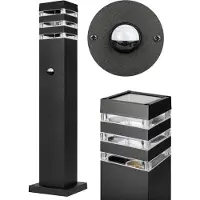 MasterLed Lampada da esterno E27 IP54 con sensore di movimento 60 cm nera Lampada da percorso Lampada da palo in alluminio per giardino e cortile