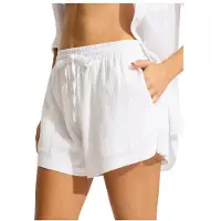 Seafolly Crinkle Short Pantaloncini Donna (M, bianco)