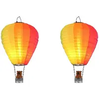 Globo Lighting 2 luci solari a LED, a forma di mongolfiera, con effetto fiamma, grado di protezione IP44