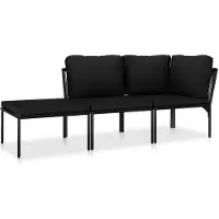 Syfax Set Divani da Giardino 3 pz con Cuscini Neri in PVC