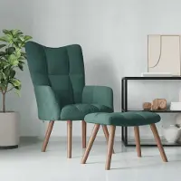 Prolenta Maison Exclusive - Poltrona relax con poggiapiedi in velluto verde scuro